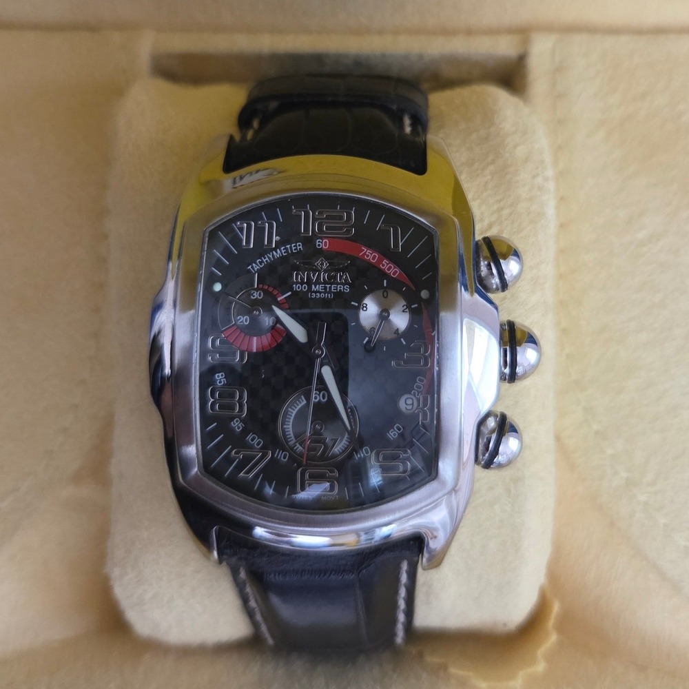 Invicta S1 Racing Team Chronograph Men Watch 2283 Black Alligator Leather 100M
